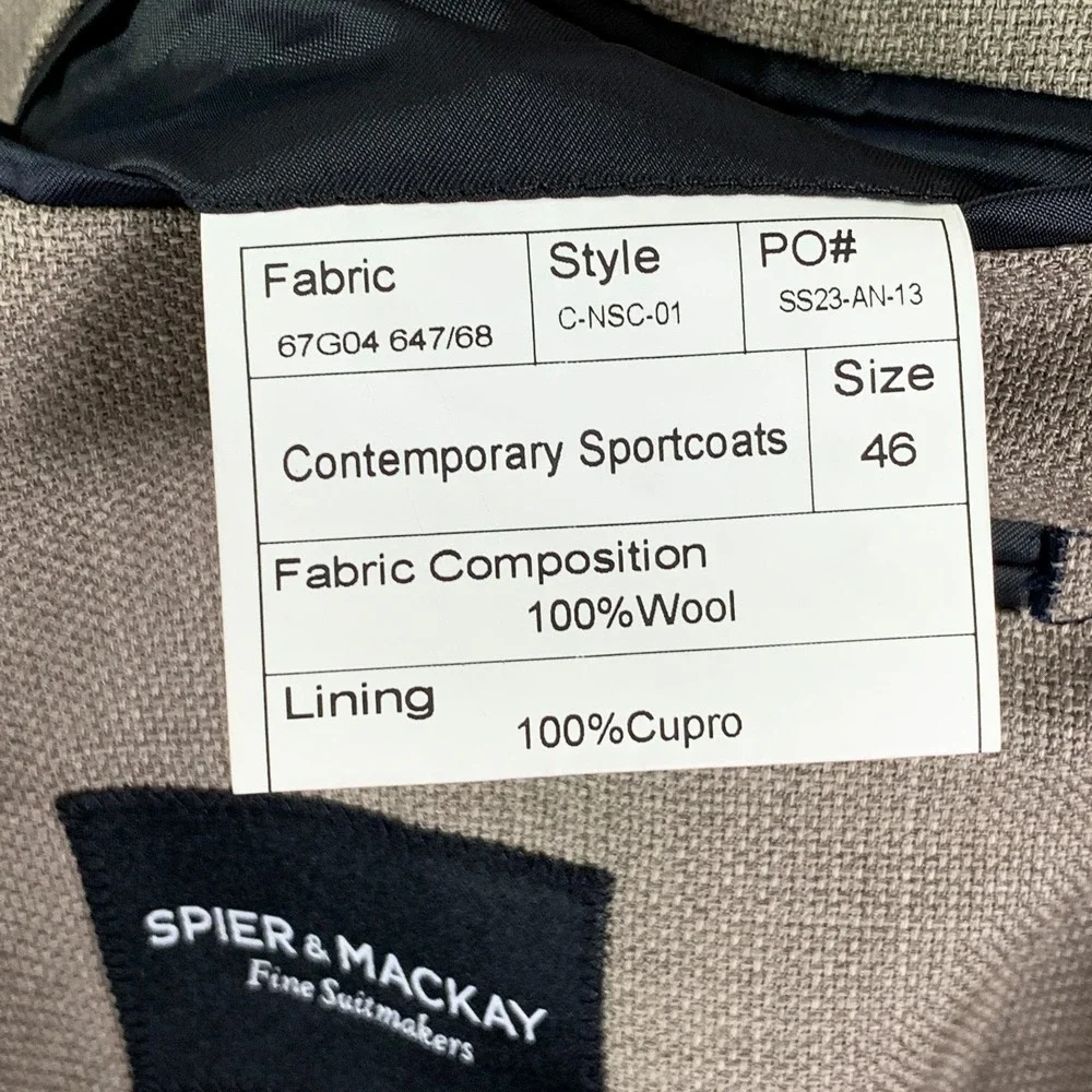 Spier & Mackay Blazer Jacket Men 46R Brown Sport Coat Unlined Lanificio Wool
